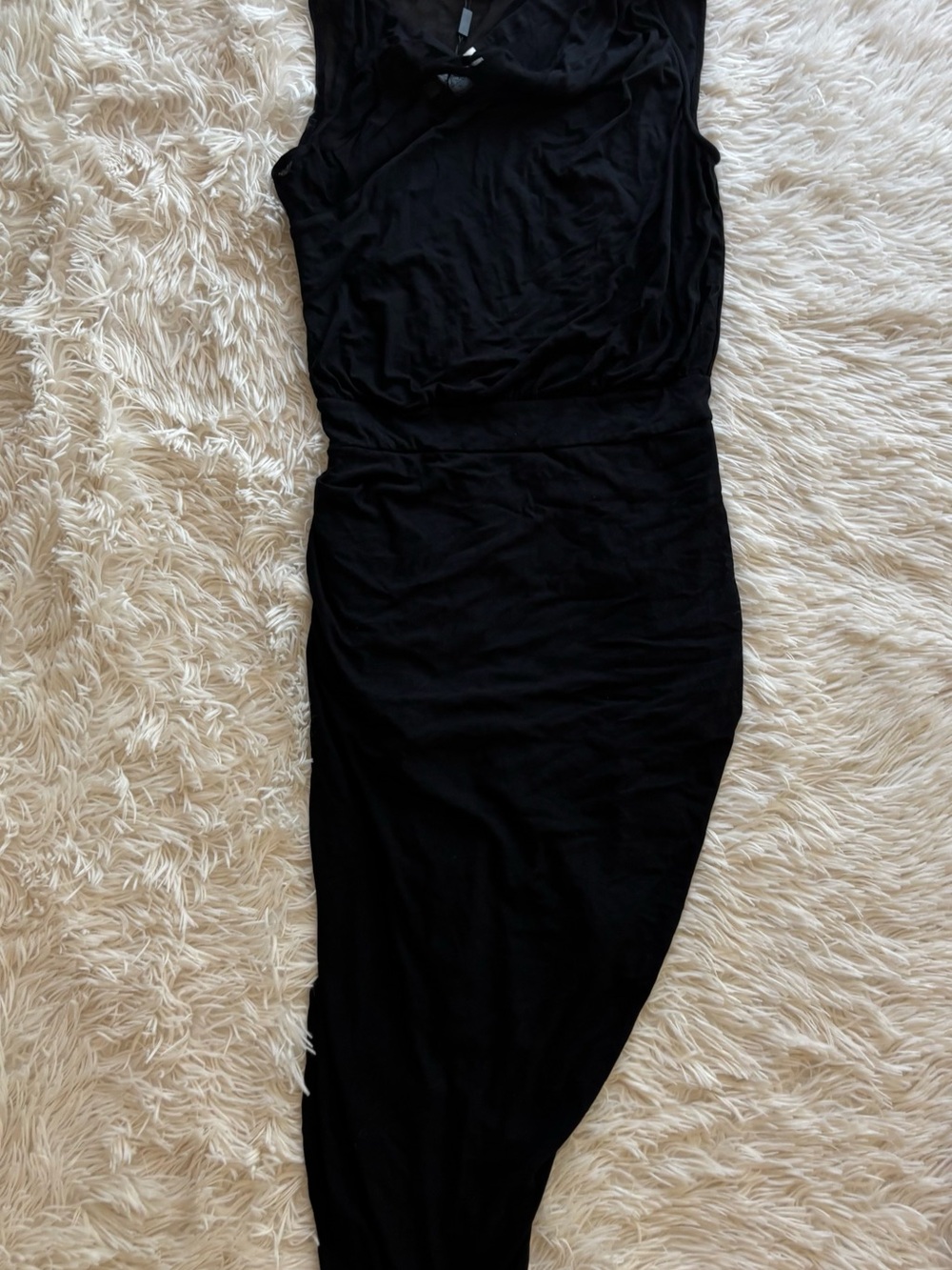 Elegant Asymmetrical Black Sleeveless Dress